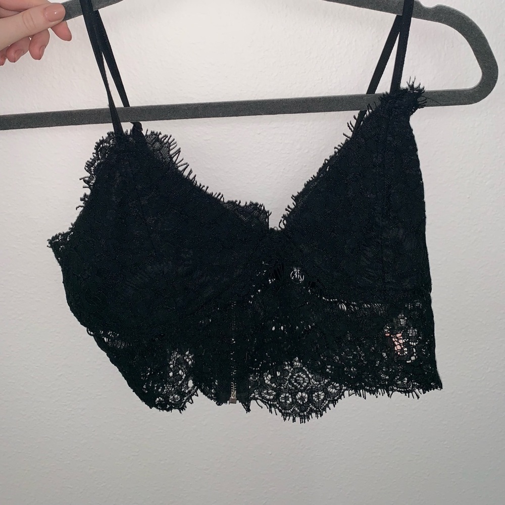 black lace crop top